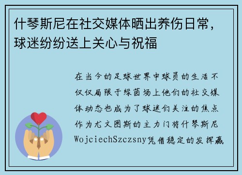 什琴斯尼在社交媒体晒出养伤日常，球迷纷纷送上关心与祝福